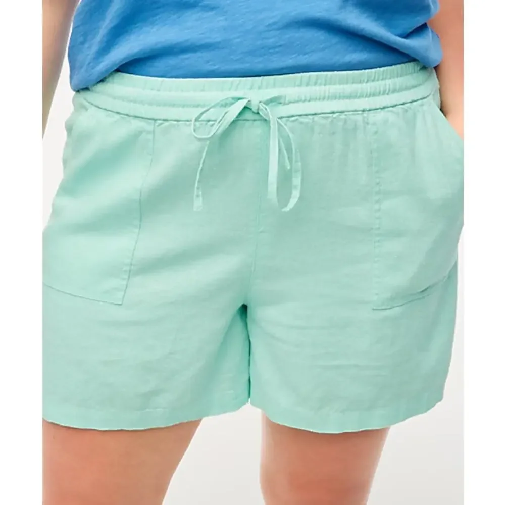 J.Crew Factory Linen Blend Drawstring Shorts | Plus XXL, Mint Green NWT - Picture 2 of 6